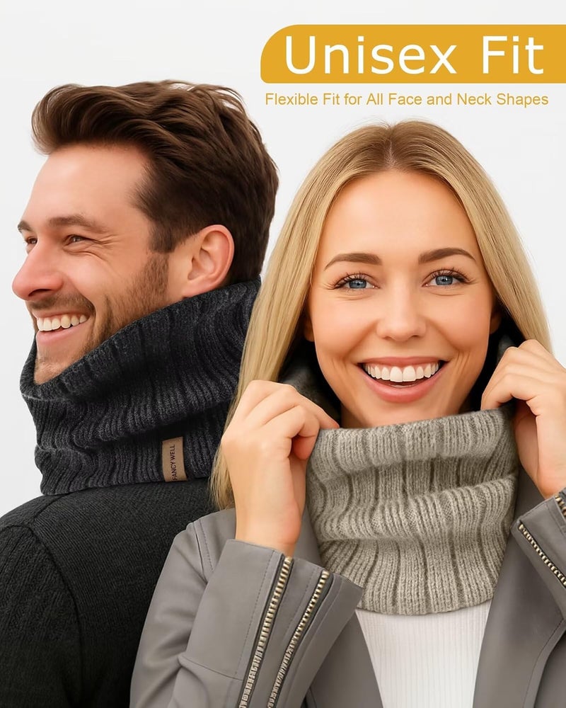 FANCY WELL Winter Neck Gaiter for Men – 3 Pack Ski Neck Warmer, Fleece Face Mask Cover, Cold Weather Neck, Neck Warmers - Image 2